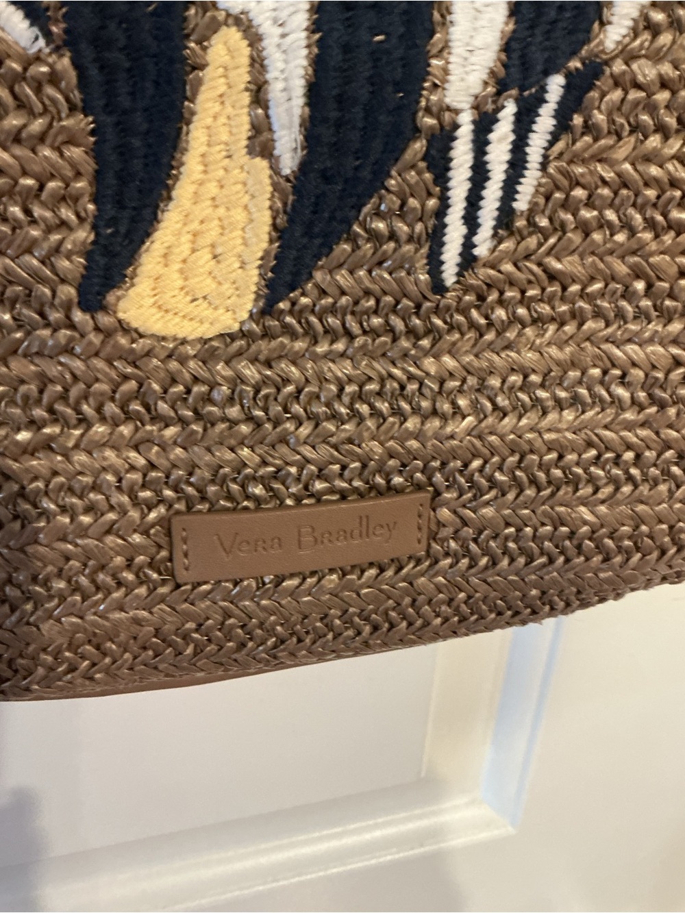 Vera Bradley Woven Straw Crossbody Bag with Embroidered Fish Accent - Brown - Picture 2 of 8